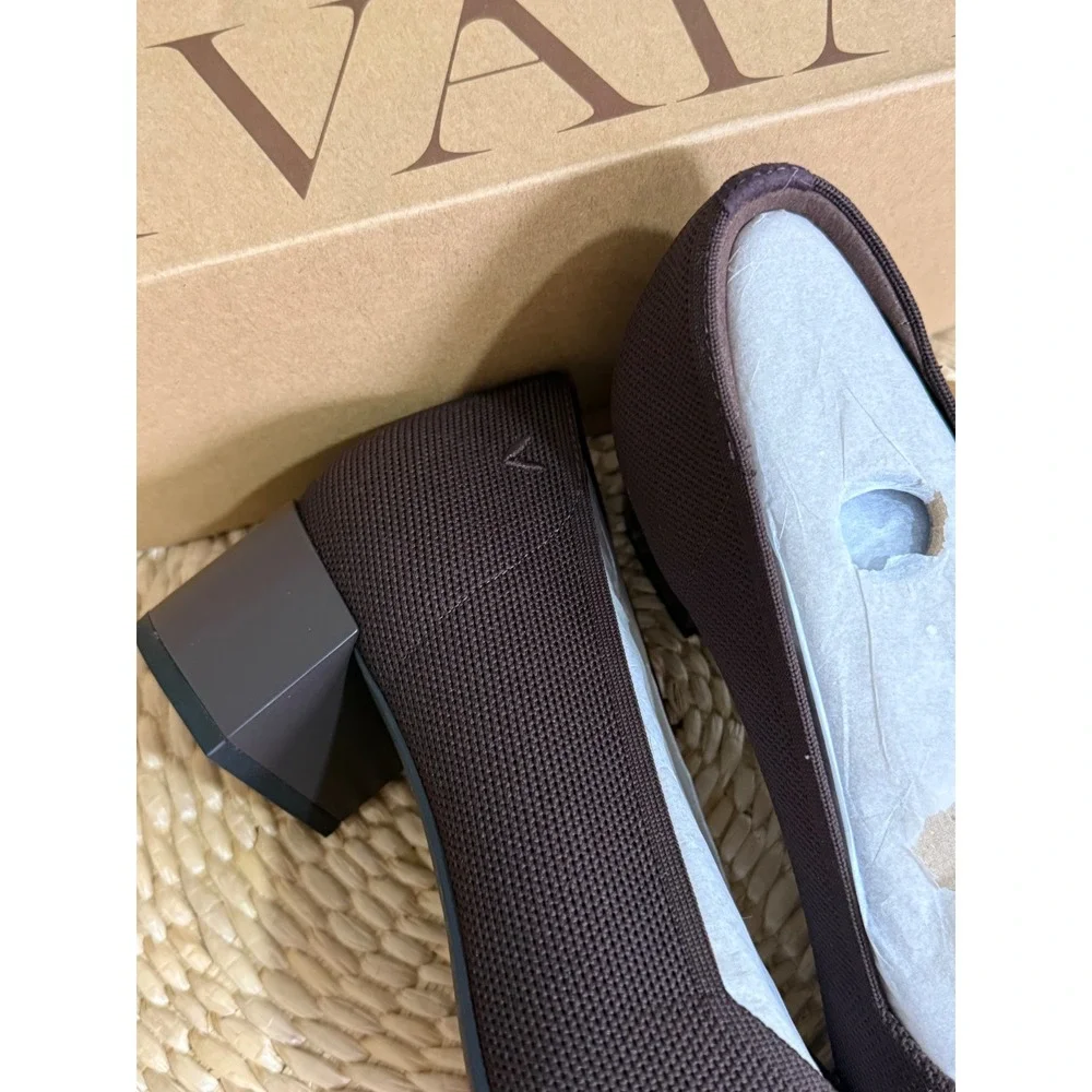 VIVAIA Megan Dark Chocolate‎ Comfort Block Heel Pumps Square Toe US 9-9.5